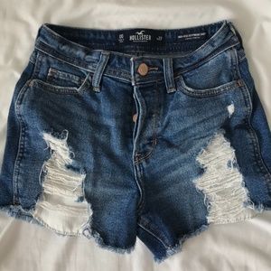 High waisted distressed jean shorts